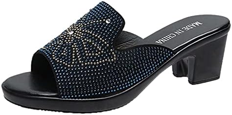 Flippers para mulheres ao ar livre à prova d'água de moda casual Slip de diamante em saltos de lazer Sandálias de