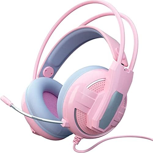 Fone de ouvido com fio de fones de ouvido para // PC, fones de ouvido rosa 2.4g, com cancelamento de ruído de microfone retrátil,