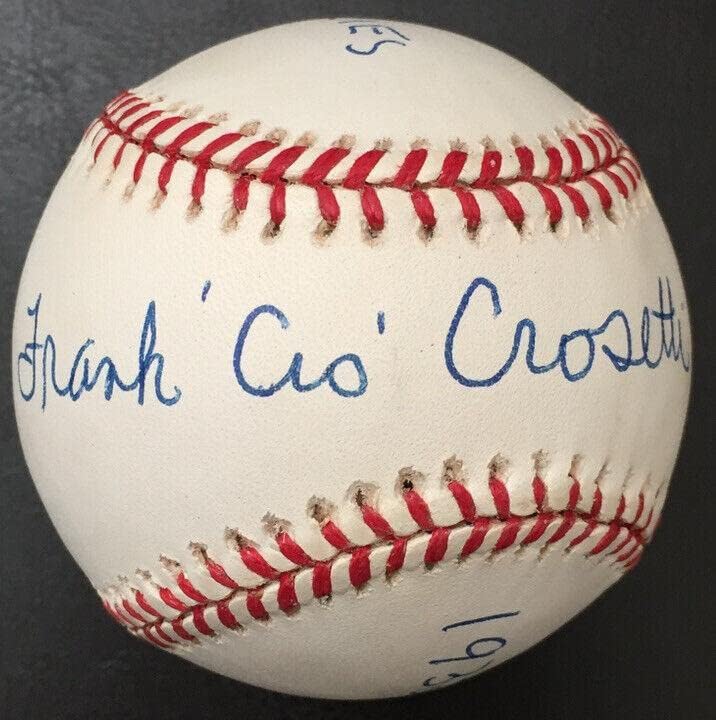 Frank Crosetti assinou o Baseball da Liga Americana do Stat, PSA COA - Bolalls autografados