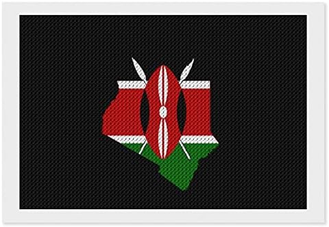 Mapa de bandeira dos kits de pintura de diamante do Quênia 5D DIY Full Frill Rhinestone Arts Decoração de parede para adultos 8 x12