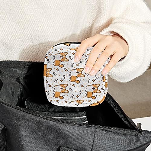 Bolsas de armazenamento de guardanapos sanitários portador de enfermagem Cute Corgi Cachor Padrão Pattern Período Saco de Kit Saco Feminino Pouch para mulheres meninas