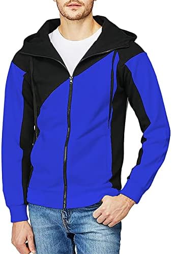 Hoodies saxigol para homens zípre, leito de manga longa com zíper com capuz com capuz de capuz casual capuz de cordão de batedeira