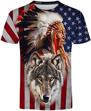 XXBR Independência do Dia da Independência T-shirts Patrióticos, Retro dos EUA Bandeira Indiana Tribal Tops Treino de