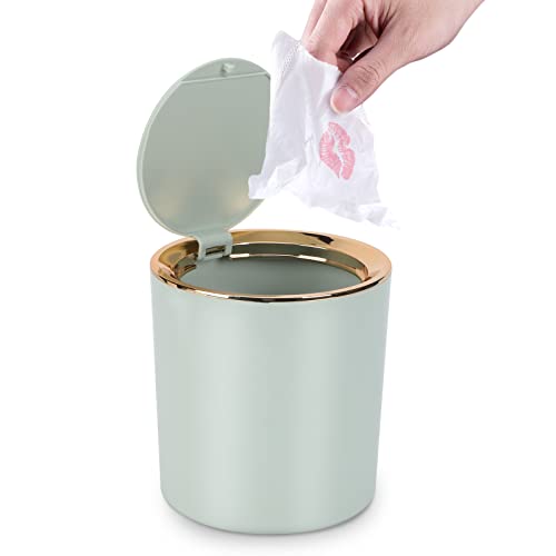Mini lata de lixo com tampa, lixo de mesa pequena lata de mesa 2.5L, minúscula cesta de resíduos para banheiro, pó, quarto, cozinha,
