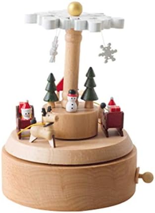 WPYYI Beech Christmas Snowflake Wooden Music Box Decoração de férias Caixa de música Presente