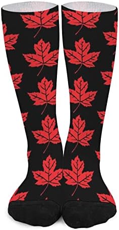WeedKeyKat Red Maple Leaves Crew Socks Novidade de impressão engraçada Graphic Casual Moderate espessura para o outono da