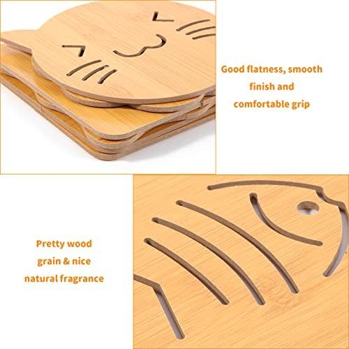 Bambu Bowl Pad HOT PADS Para cozinha, acessórios de cozinha decorativos funcionais de 6 peças para uso como pratos de almofada quente