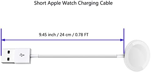 Carregador de relógio curto compatível com carregador de relógio Apple, cabo de carregamento magnético para Iwatch Series 8/7/6/se/5/4/3/2, carregador sem fio portátil com cabo de carregamento USB Cabo curto curto