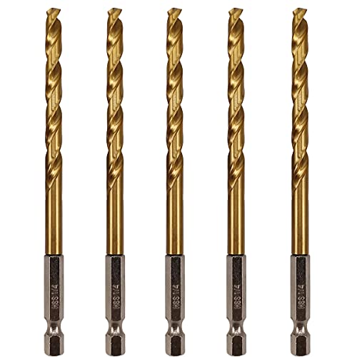 Hymnorq 1/4 de polegada Twist Drill Bit Bit de 5pcs, haste hexadecimal para liberação rápida, ponto de divisão egocêntrica