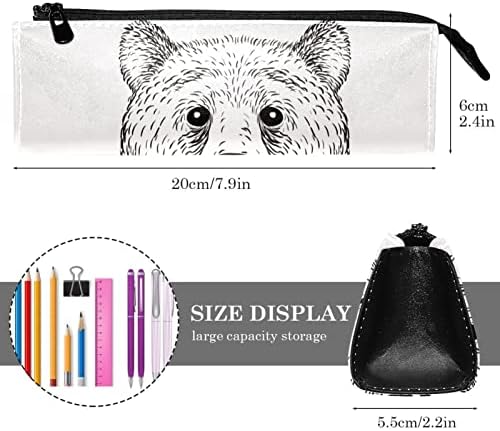 Laiyuhua portátil elegante lápis bolsa de couro pu de caneta compacta com zíper bolsa de papelaria bolsa cosmética Organizador de bolsa de moeda de moeda de moeda bear