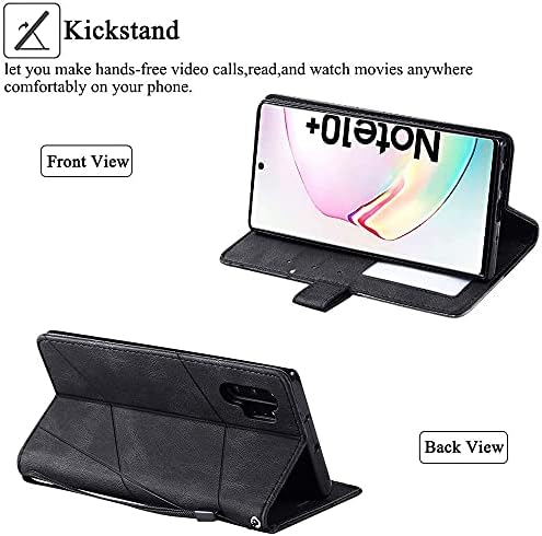 Compatível com Samsung Galaxy Note 10 Plus Glaxay Note10+ 5g Caixa de telefone da carteira e protetor de tela de vidro temperado