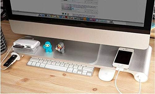 Monitor de desktop de alumínio Laptop Stand Stand Space Bar Non Slip Riser com carregador USB de 4 portas para iMac,
