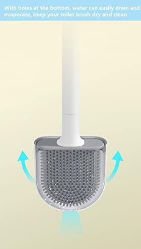 Brush e suporte do vaso sanitário xajh para banheiro, escova de tigela flexível de limpeza de cabeça com cerdas de silicone, tamanho compacto para armazenamento e organização com slots de ventilação Base