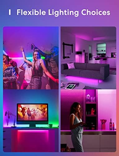 Luzes de tira de LED Smart Meross, 32,8 pés WiFi RGB Strip, trabalha com a Apple HomeKit, Siri, Alexa e Google e SmartThings, controle de aplicativos, Luzes de mudança de cor Strip for Room, Party, Festivais, UL listadas
