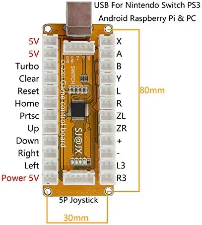 SJ@JX Game Arcade Codificador USB Zero Atraso Button GamePad Botão Joystick Controller para Nintendo Switch PC PS3 Raspberry