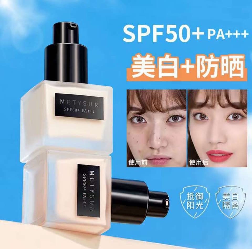 美 白 隔离 防晒粉 底 液 防紫 外线 水润 轻薄 遮瑕肤色 30mlwhitening isolation Sol protetora líquida Fundação líquida UV Proteção hidratante Complexão luminosa 30ml