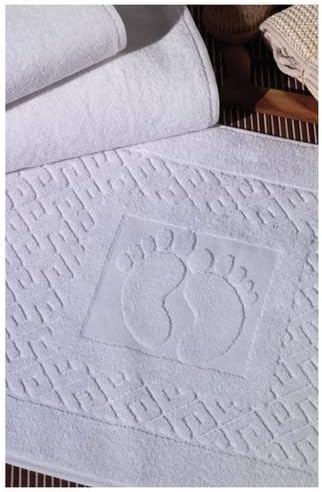 Tapete de banheiro de banho branco tapetes de piso - Toalheiro lavável de chuveiro de banheira macia - toalha de banheiro de algodão turco para o piso do banheiro