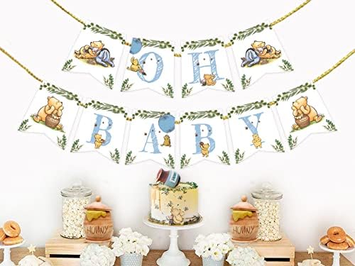 Garland de bandeira Winnie fofa Oh Baby pendura bandeiras clássicas The Pooh Baby Shower Decorations Boy