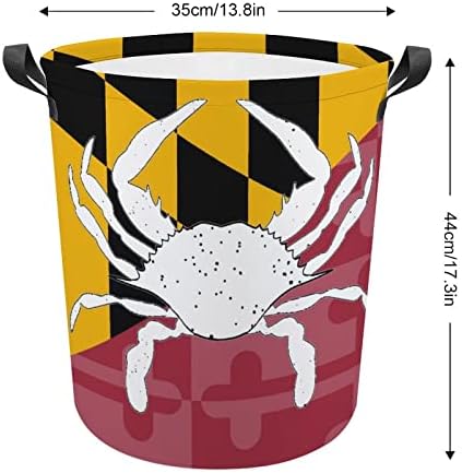 Maryland Flag caranguejo cesto de lavanderia dobrável cesto alto cesto com alças Bolsa de armazenamento