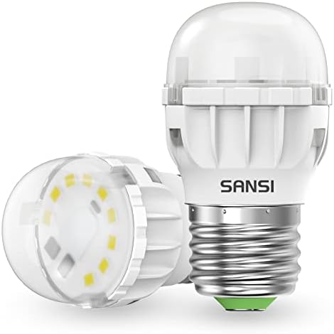 Sansi 45W equiv. Lâmpadas LED de 450 lúmens, vitalícia de 22 anos, lâmpada de refrigerador de espelho do ventilador de teto, tamanho compacto A11, base média E26, luz do dia de 5000k, 4W não minúsculo, 2-pacote 2