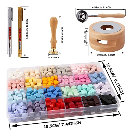 Kit de carimbo de vedação de cera 630 PCs Biço de cera Selando queixo de cera, colher de derretimento de cera, caneta