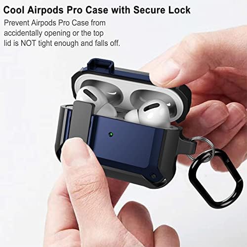 Wonjury para AirPods Pro Case Case for Men With Lock, Military Armour Series AirPod Pro Case com Capacho Cool de Chaves