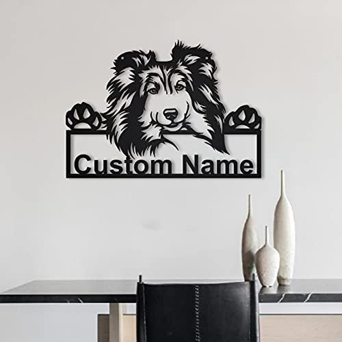 Souleather personalizada Shetland Sheepdog Dog Monograma Metal Sign Art, sinal de cachorro, sinal de cão de cachorro personalizado,