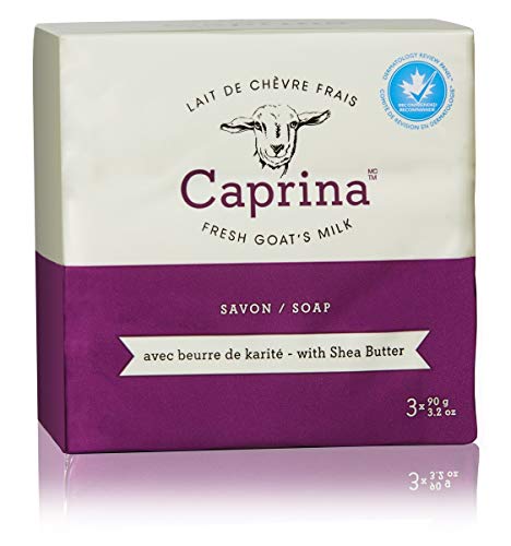 Caprina Fresh Cable's Milk Soap Bar, Sheith Butter, 3,2 oz, limpeza sem secagem, sabão biodegradável, hidratante, vitamina A, B2, B3 e muito mais