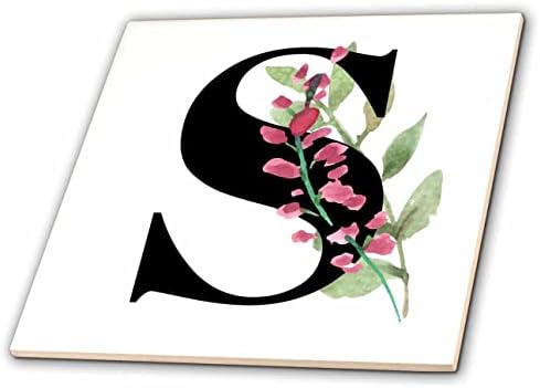 3drose 3drose mahwish - monograma - imagem de monograma florido s - telhas