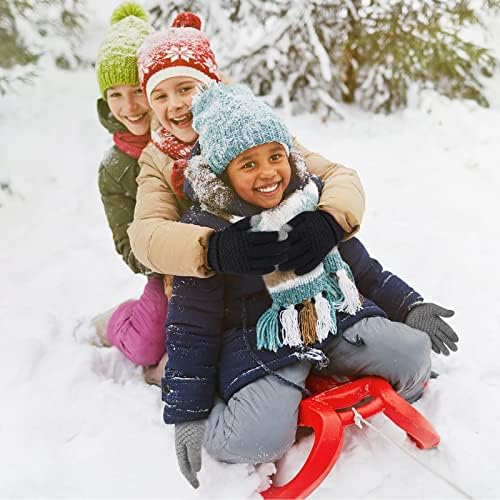 Onesing 3 pares Luvas infantis Luvas de inverno para crianças Tela de toque Luvas quentes luvas de malha elástica para meninas