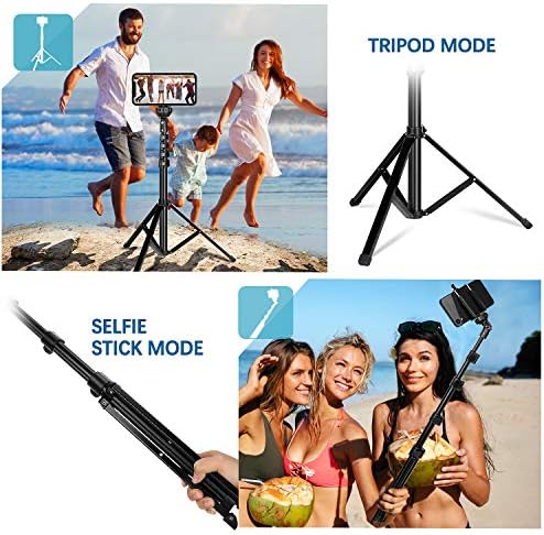 Tripé de telefone extensível e toupela selfie, 62 Tripé de 62 iPhone Tripod Stand com remoto sem fio e porta -telefone