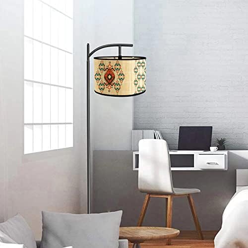Luminária de piso de bambu Danggeoi para sala de estar, lâmpada de piso arqueada de 9W, lâmpada de pé moderna com tonalidade