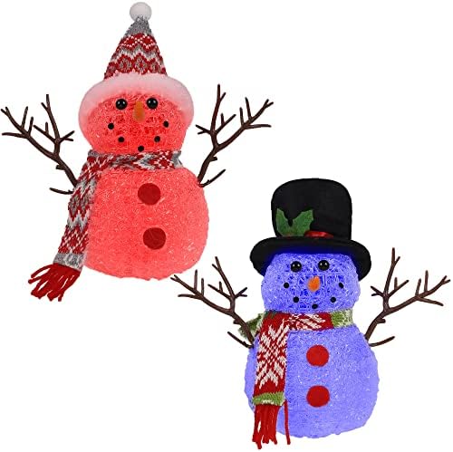 Decorações de mesa de Natal de Cllayees, conjunto de 2 luzes de cor de cor de cor de neve, estatueta de mesa de mesa, decoração de natal de inverno para casa de lareira de cozinha interna em casa festa de férias