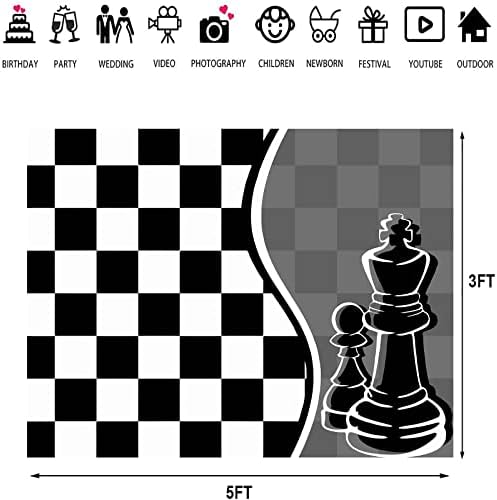 EMDSPR 5x3ft xadrez tema cenário de pano de fundo preto e branco fotografia quadriculada fundo