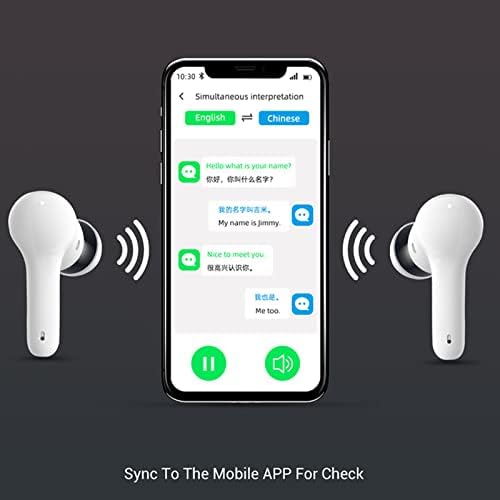 Earbuds de tradutor de idiomas, com 127 idiomas, dispositivo de tradutor de alta precisão redução de ruído de microfone duplo, tradutor offline, interpretação simultânea, para viajar, aprendizado, negócios