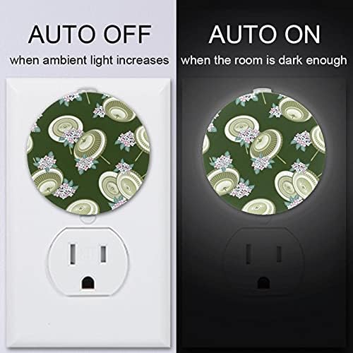 2 Pacote de plug-in Nightlight Night Night Light Japanese Umbrella com Dusk-to-Dawn para o quarto de crianças, viveiro, cozinha,