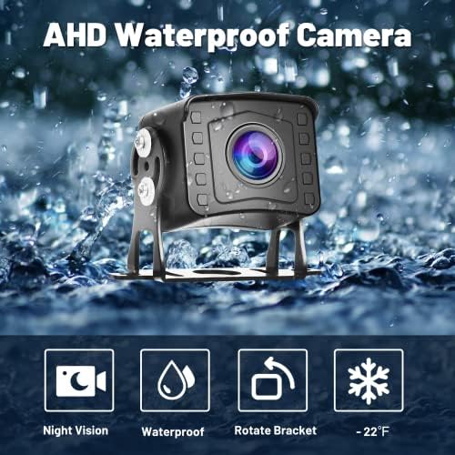 Monitor de carro DVR de 9 polegadas Kit de câmera de backup dual HD 1080p Visão noturna IP69 Visão traseira à prova d'água Cam 2 kit