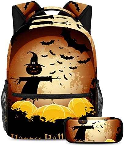 Tbouobt Travel Mackpack Conjunto de laptop leve Backpack para homens, Halloween Jack-O-Lantern Night Night Bat
