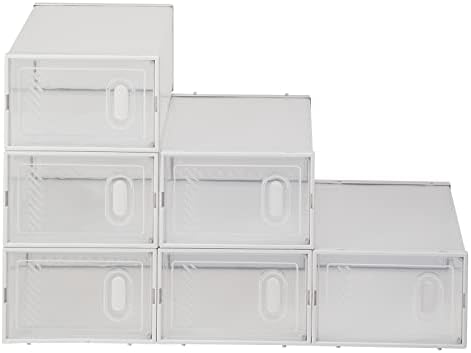 Caixas de armazenamento de sapatos de design de marchas Cizgim 6 pacote de plástico transparente empilhável - branco