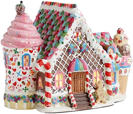Holiday Christmas Lighted Porcelain House - Gingerbread Sweets