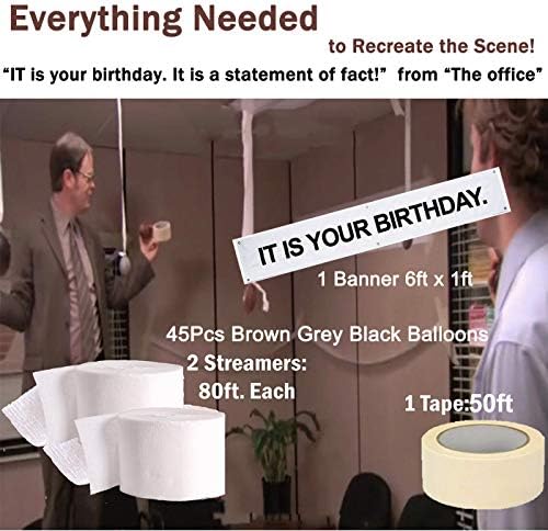 É seu banner de aniversário, o tema Dwight do Office Decorações de festa de aniversário do marido, balão marrom preto cinza com fita