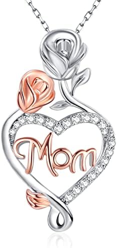 Desetion Sterling Silver Heart Rose colars para mulheres, presentes de joalheria do dia das mães para sua namorada esposa