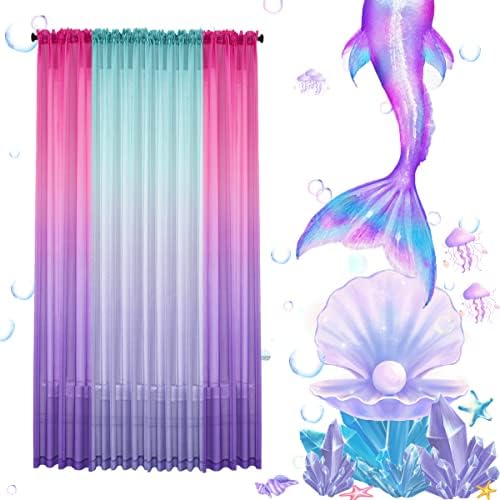 Cortinas de cortina de cortina pura de Yancorp 63 polegadas de comprimento linho rosa ombre cortinas de haste de panela de bolso