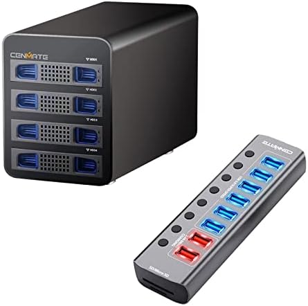 gabinete de disco rígido externo de Cenmate 4 Bay com 10 portas hub movido a energia USB