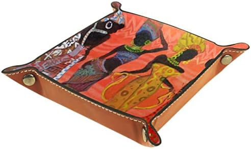 Tacameng Art African Woman, caixas de armazenamento Pequeno bandeja de manobrista de bandeja de doces Sundries bandeja