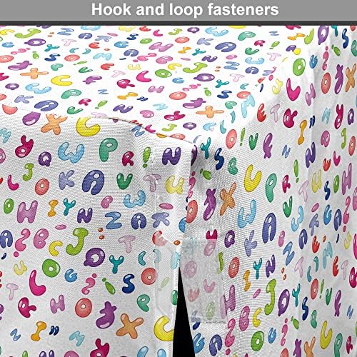 Capa de caixas de cães Ambesonne ABC, alfabetismo colorido ABC Letras de bolhas de bolhas doodle Design divertido, capa de canil