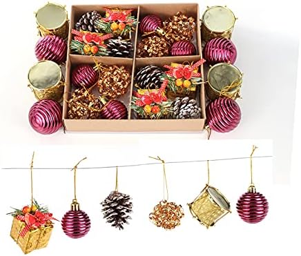Ornamentos de bolas de Natal TWBB 27CT Inclui bola de Natal, caixa, campainha de Natal para a árvore de Natal Decorações de árvores de Natal