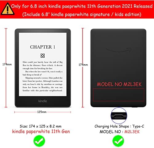 Wunm Studio CE Kindle Paperwhite Signature Case para 6.8 Novo Kindle Paperwhite 11ª Gen 2021 Tampa com Sonote Auto/Correia