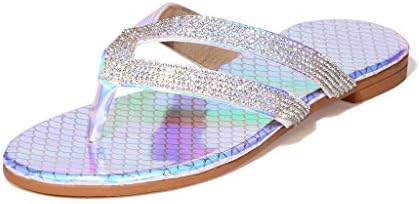 sandálias de flip -flip hengfeny para mulheres, sandálias de verão casual de cristal feminino chinelos de praia confortável