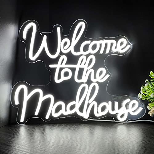 Bem -vindo ao sinal de Madhouse LED LED NEON Light Up Sign de boas -vindas Decoração de quarto de Baddie para Teen Room